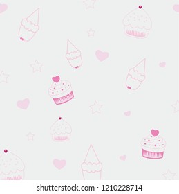 cone Ice cream seamless pattern vector for birthday background