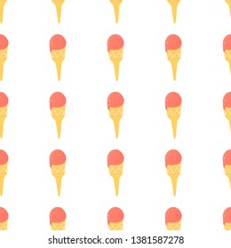 Cone with ice cream. Seamless pattern. Vector illustration. Good design for textile, wrapping paper, backdrop or wallpaper. Summer or kid concept.