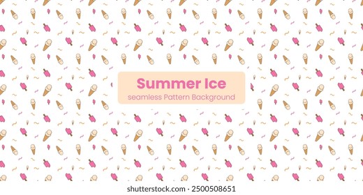 cone ice cream seamless pattern background, background for summer, wallpaper ice cream