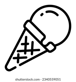 Cone Ice Cream Simple Line Icon Symbol Logo