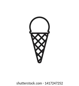 Cone ice cream stroke vector icon