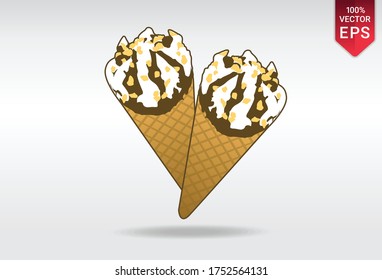 cone ice cream vanilla vector illustration