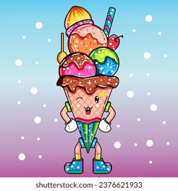 helado de cono con varios ingredientes 1