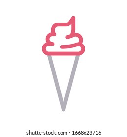 cone ice cream vector color line icon 