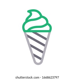 icono de línea de color vectorial de helado de conos 