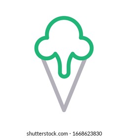 icono de línea de color vectorial de helado de conos 