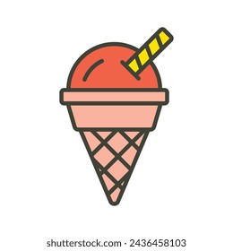 Cone ice cream vector design in flat style, ready to use icon