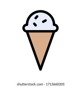 cone ice cream vector flat color icon 