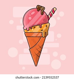 Cone ice cream vector has nicely arranged layers and groups. Easily understandable and color changeable.