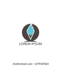 Cone ice cream vector icon logo. Ice Cream scoop symbol, logo illustration.