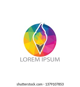 Cone ice cream vector icon logo. Ice Cream scoop symbol, logo illustration.
