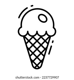 Cone ice cream vector icon, frozen food item