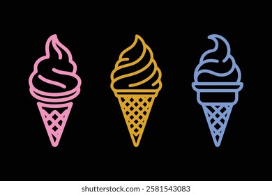 Cone ice cream vector icon set and symbol ice cream vector illustration