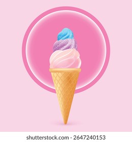 Design de ilustração de vetor de sorvete de cone