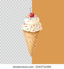 cone ice cream, vector, isolated, color and white on background png