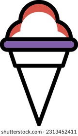 cone ice  Vector illustration on a transparent background. Premium quality symmbols. Line Color vector icons for concept and graphic design.