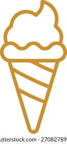 Cone ice-cream icon, vector brown outline