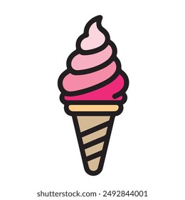  cone ice-cream icon with white background, vector illustration stock image.