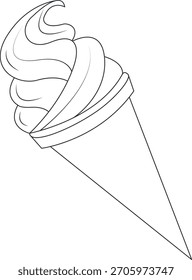 Cone Ice-cream line art vector illustration