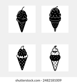 Cone ice-cream vector logo illustration