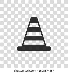 Cone Icon. Black symbol on transparency grid