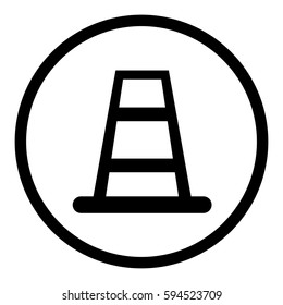 Cone icon in circle on white background