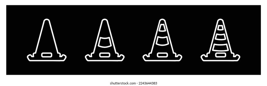 icono de cono en un vector de estilo diferente,dos iconos vectoriales de cono de color y negro diseñados,conjunto de iconos de cono de tráfico, símbolo de barrera vector Ilustración