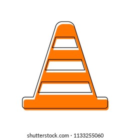 Cone Icon. Isolated icon consisting of black thin contour and orange moved filling on different layers. White background