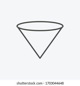 Icono de cono aislado en fondo blanco. Símbolo de filtro moderno, simple, vector, icono para el diseño del sitio web, aplicación móvil, ui. Ilustración vectorial
