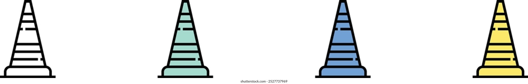 cone icon. Outline, Green, Blue and Yellow Style Design Isolated On White Background