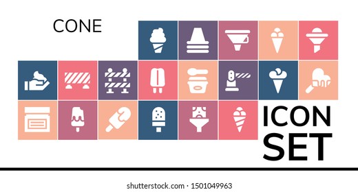 cone icon set. 19 filled cone icons.  Simple modern icons about  - Ice cream, Cream, Popsicle, Funnel, Barrier, Cone