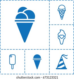 Cone icon. set of 6 cone filled and outline icons such as ice cream