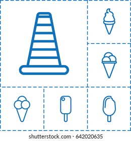 Cone icon. set of 6 cone outline icons such as cone barrier