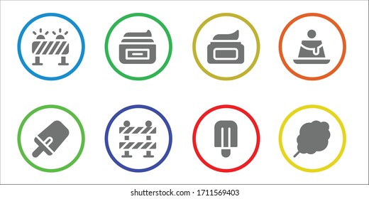 cone icon set. 8 filled cone icons.  Simple modern icons such as: Barrier, Popsicle, Cream, Creme caramel, Cotton candy