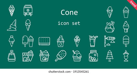 cone icon set. line icon style. cone related icons such as ice cream, pine, cones, windsock, ice, frozen yogurt