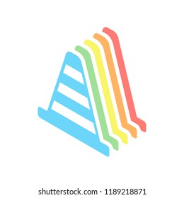 Cone Icon. Stack of colorful isometric icons on white background
