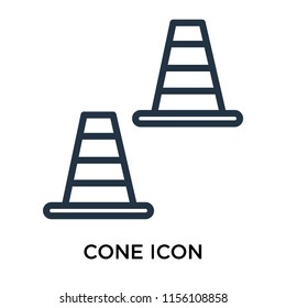 Cone icon vector isolated on white background, Cone transparent sign , linear pictogram or outline logo design in lined style