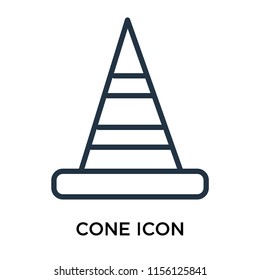 Cone icon vector isolated on white background, Cone transparent sign , line symbol or linear element design in outline style