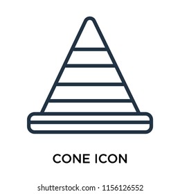 Cone icon vector isolated on white background, Cone transparent sign , line symbol or linear element design in outline style