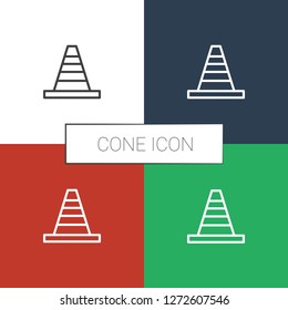 cone icon white background. Editable outline cone icon from construction. Trendy cone icon for web and mobile.