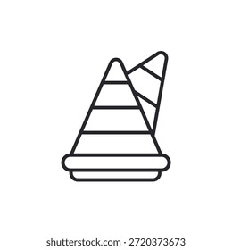 Cono iconos de contorno y estilo plano, fondo transparente.