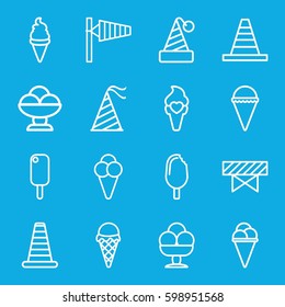 cone icons set. Set of 16 cone outline icons such as barrier, ice cream