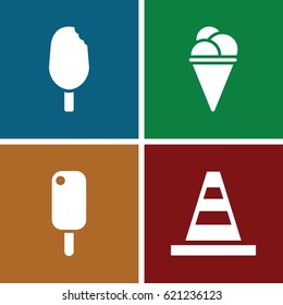 Cone icons set. set of 4 cone filled icons such as cone