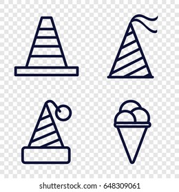 Cone icons set. set of 4 cone outline icons such as cone, ice cream