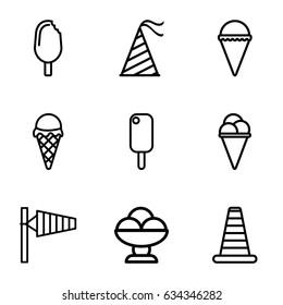 Cone icons set. set of 9 cone outline icons such as ice cream