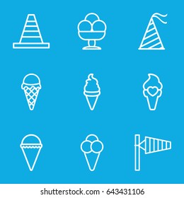 Cone icons set. set of 9 cone outline icons such as ice cream