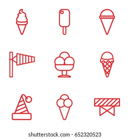 Cone icons set. set of 9 cone outline icons such as wind cone, barrier, ice cream