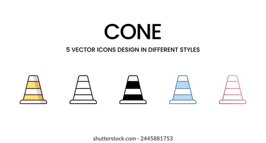 Cone icons set in different style vector stock illustration