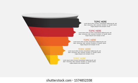 Cone Infographic 5 Option Can Be Used For Workflow Layout, Diagram,  Abstract Background.