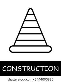 Cone line icon. Safety precautions, construction, foreman, building, cement, foundation, architecture, roof, project, work. Vector line icon for business and advertising